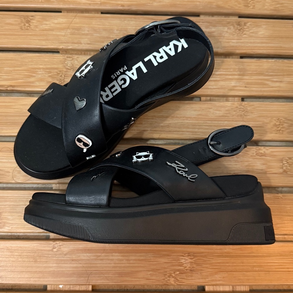 New Karl Lagerfeld Black Platform Sandal